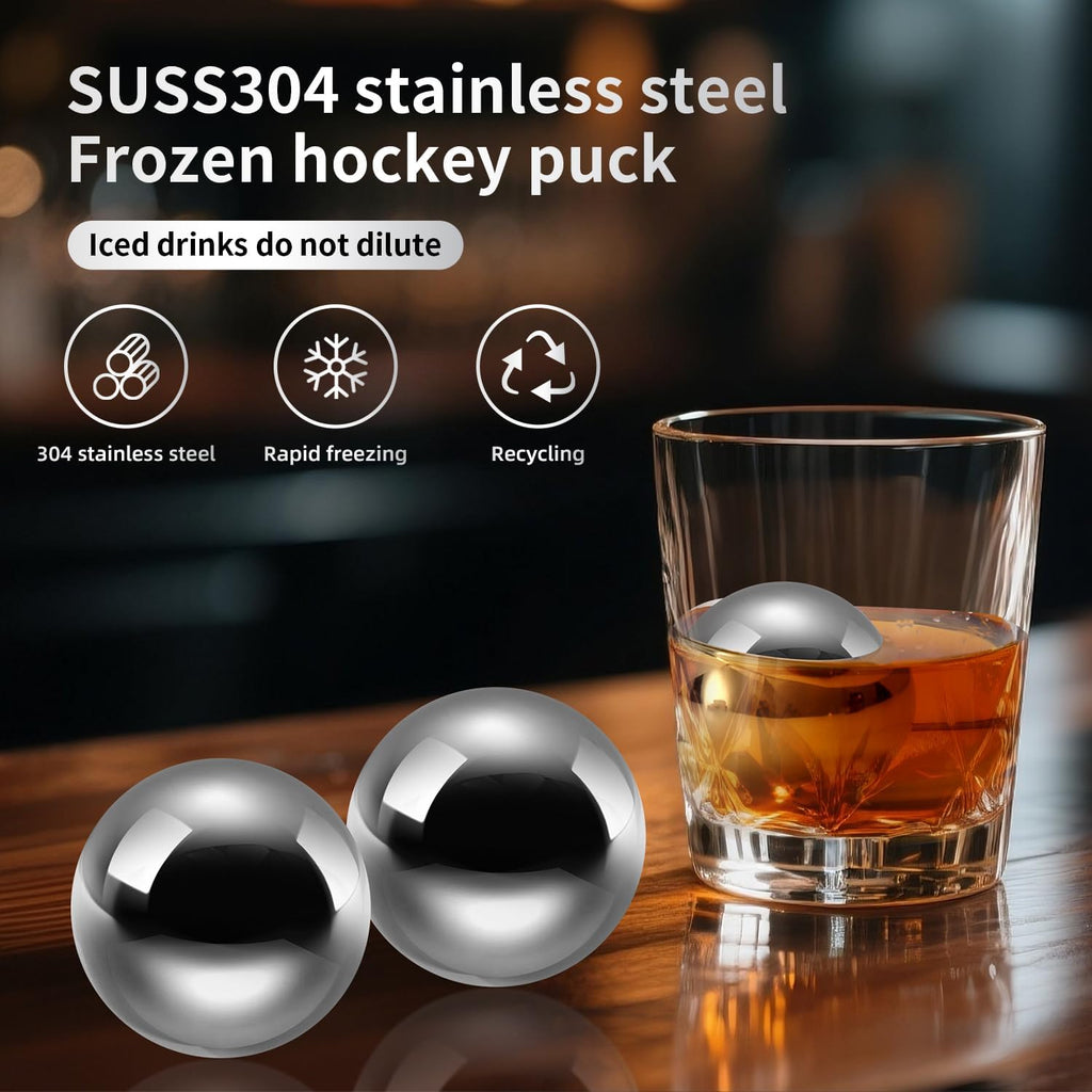 Whiskey Balls Reusable Stainless Steel Metal Ice Sphere Cubes Beverage Chilling Rocks Whiskey Stones for Red Wine, Bar Beer, Scotch, Vodka Drinks